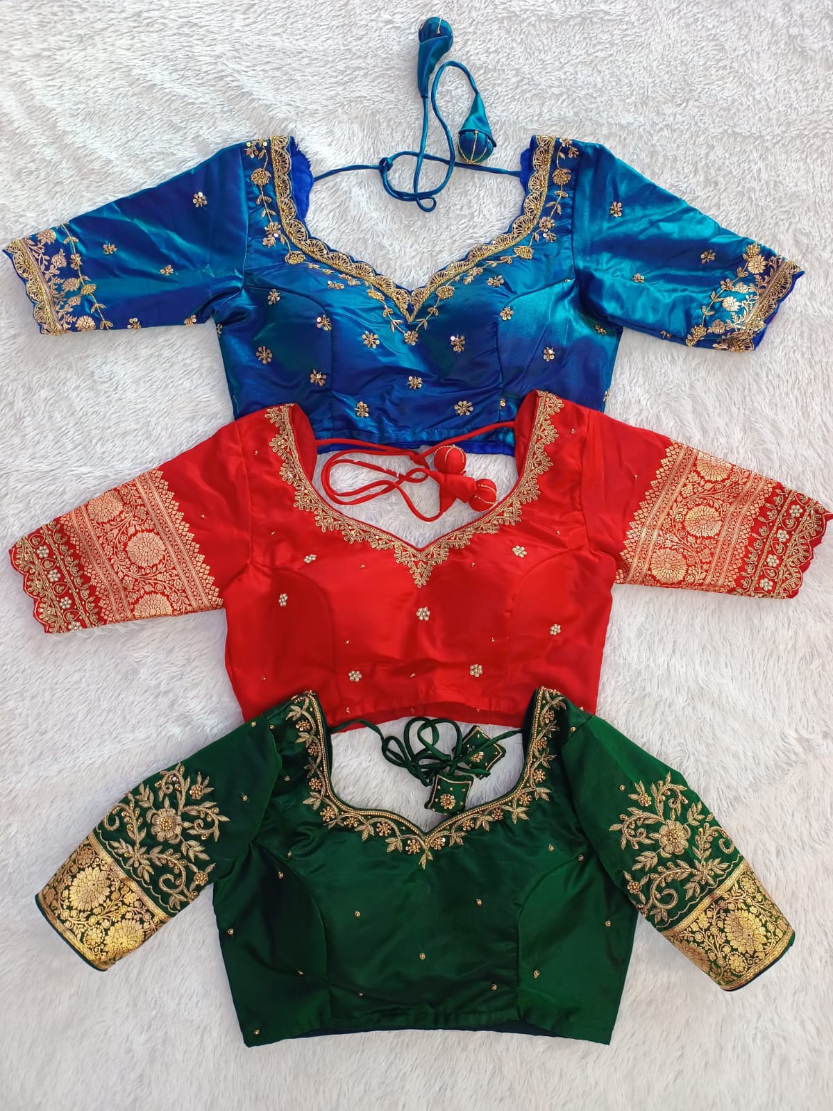 Embroidered Green Partywear Blouse